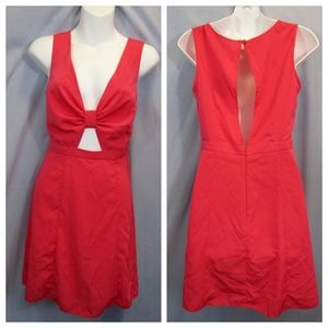 NWT Asos Coral Pink Mini Dress Cut Out Skater 6 S